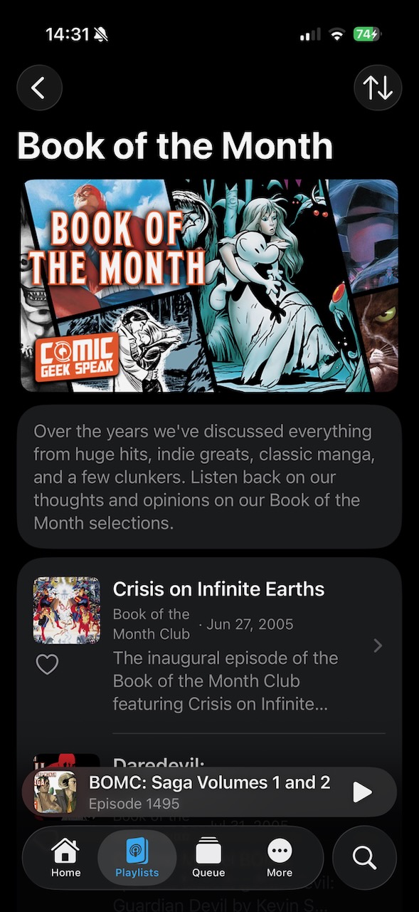 CGS app playlist detail with episodes in order